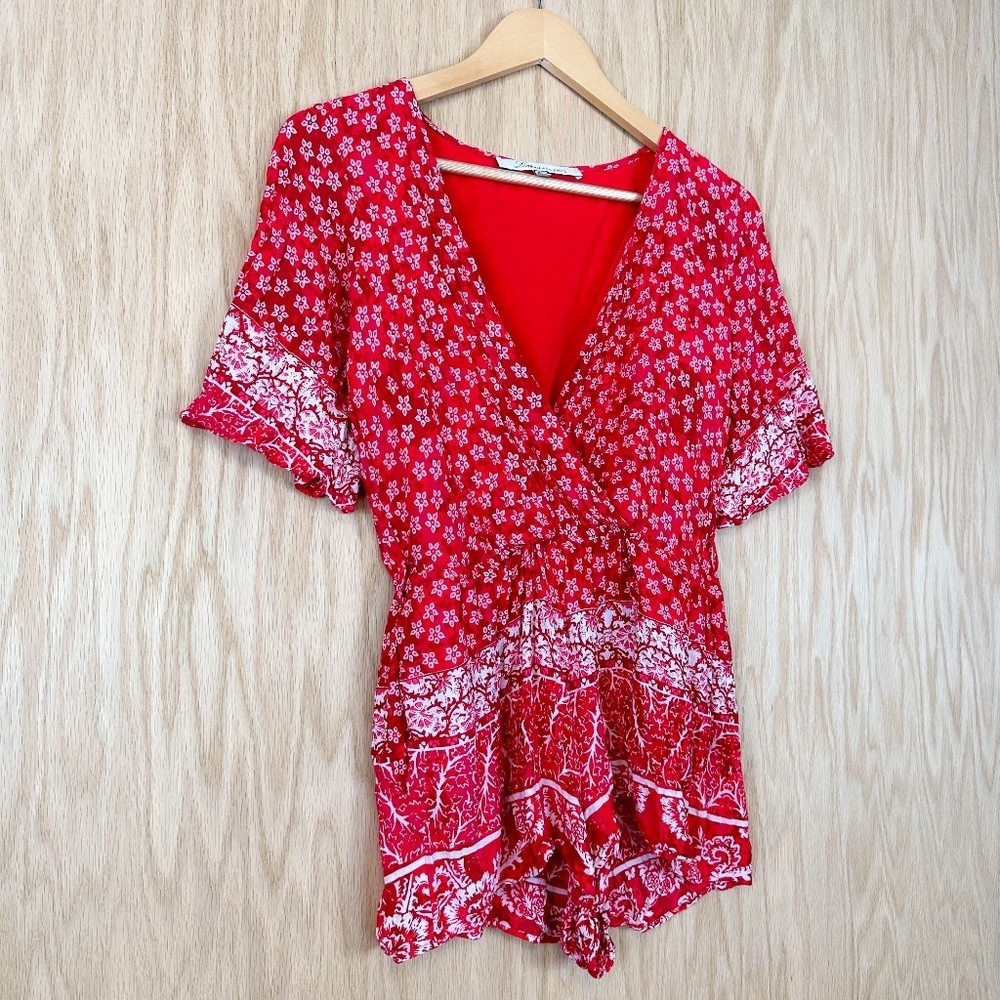 Lovers + Friends Isabelle Romper in Red Scarf - Picture 8 of 11